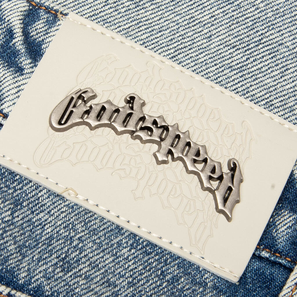 Octagon Cargo Denim Shorts - Blue - Image 6