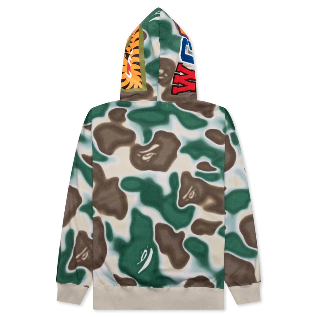 Liquid Camo Shark Relaxed Fit Full Zip Hoodie - Olive Drab - Image 2
