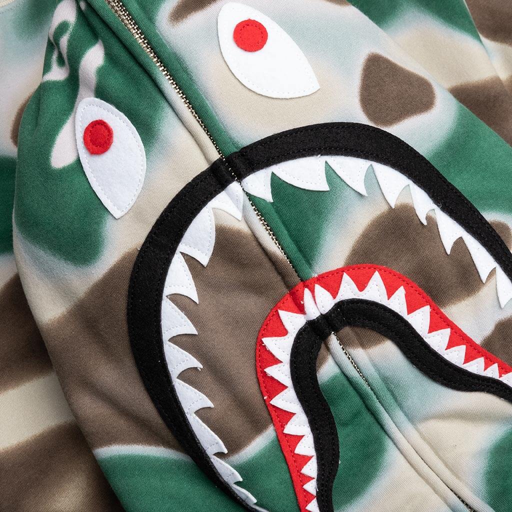 Liquid Camo Shark Relaxed Fit Full Zip Hoodie - Olive Drab - Image 3