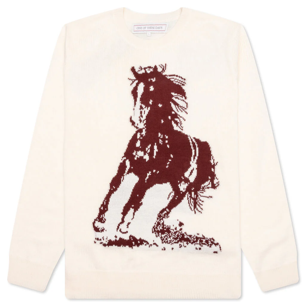 Running Horse Knit Sweater - Oatmeal