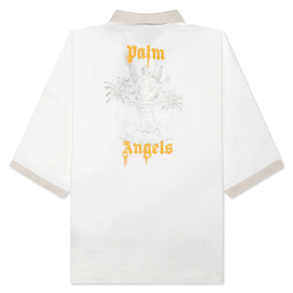 Angel Pencil Polo S/S - Off White/Light Orange - Image 2
