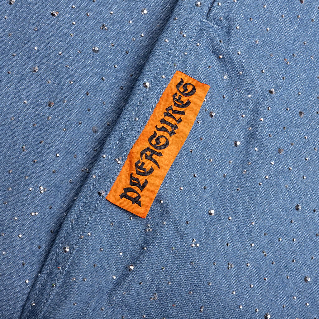 Glitter Baggy Denim Shorts - Light Indigo - Image 3