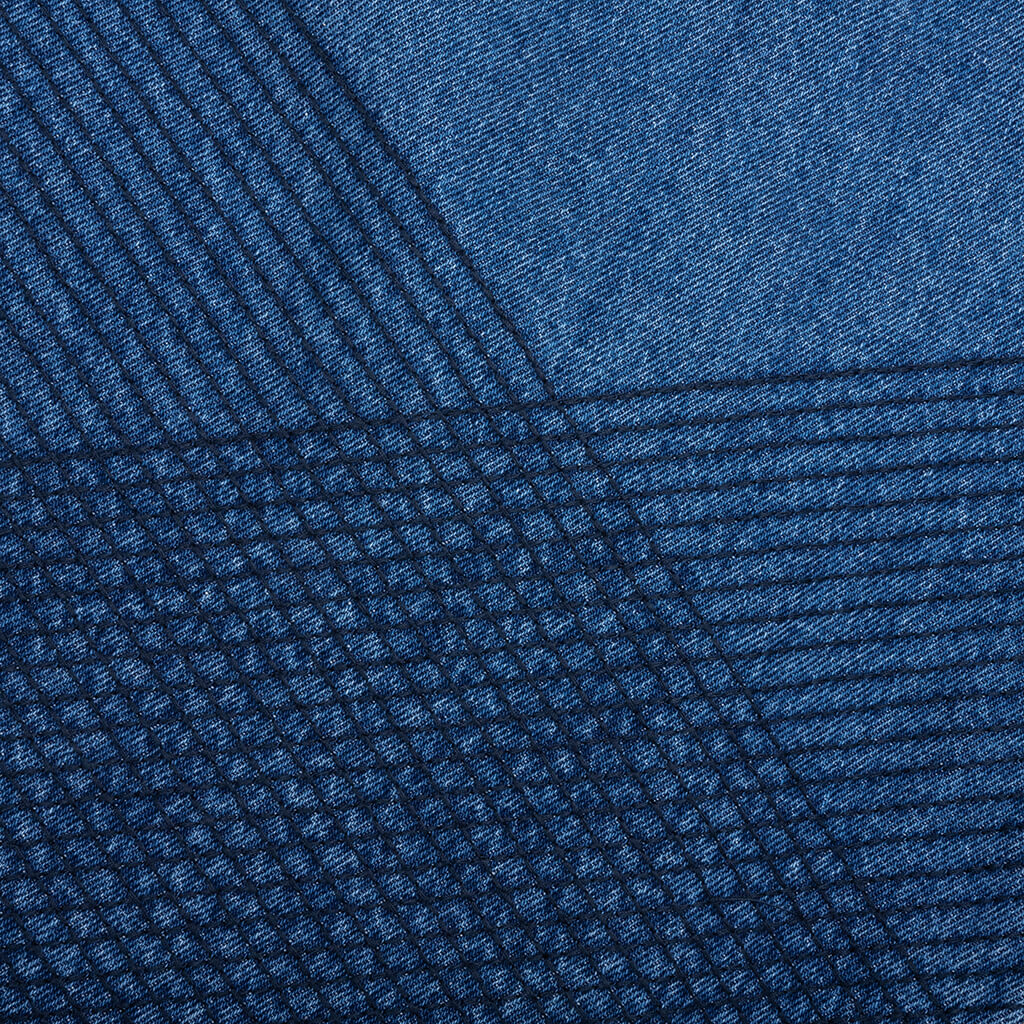 Grid Embroidered Baggy Jeans - Indigo - Image 4