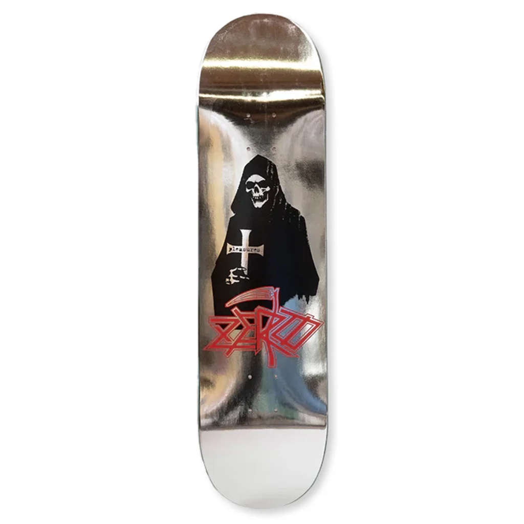Pleasures x Zero Reaper Skate Deck - Silver