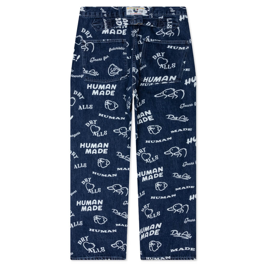 Printed Denim Baggy Jeans - Indigo - Image 2