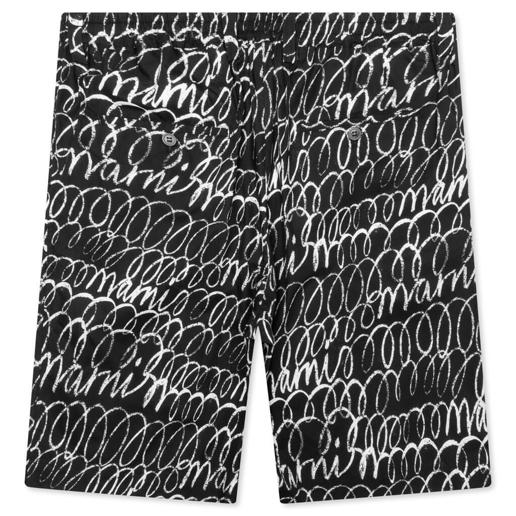 Scribbled Poplin Shorts - Black - Image 2