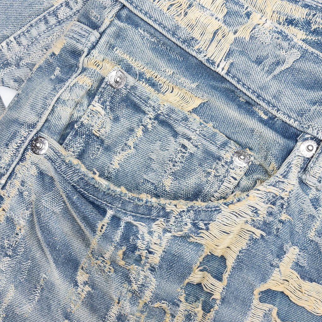 Bead Splatter Destroy Shorts - Light Indigo - Image 3