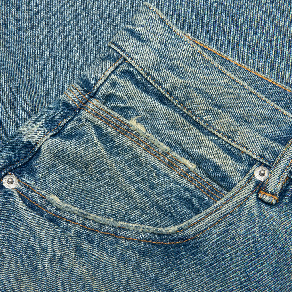 Beaded Splatter Denim Shorts  - Mid Indigo - Image 3