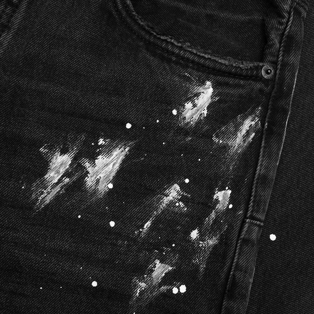 Knee Slit Paint Splatters Jeans - Black - Image 3