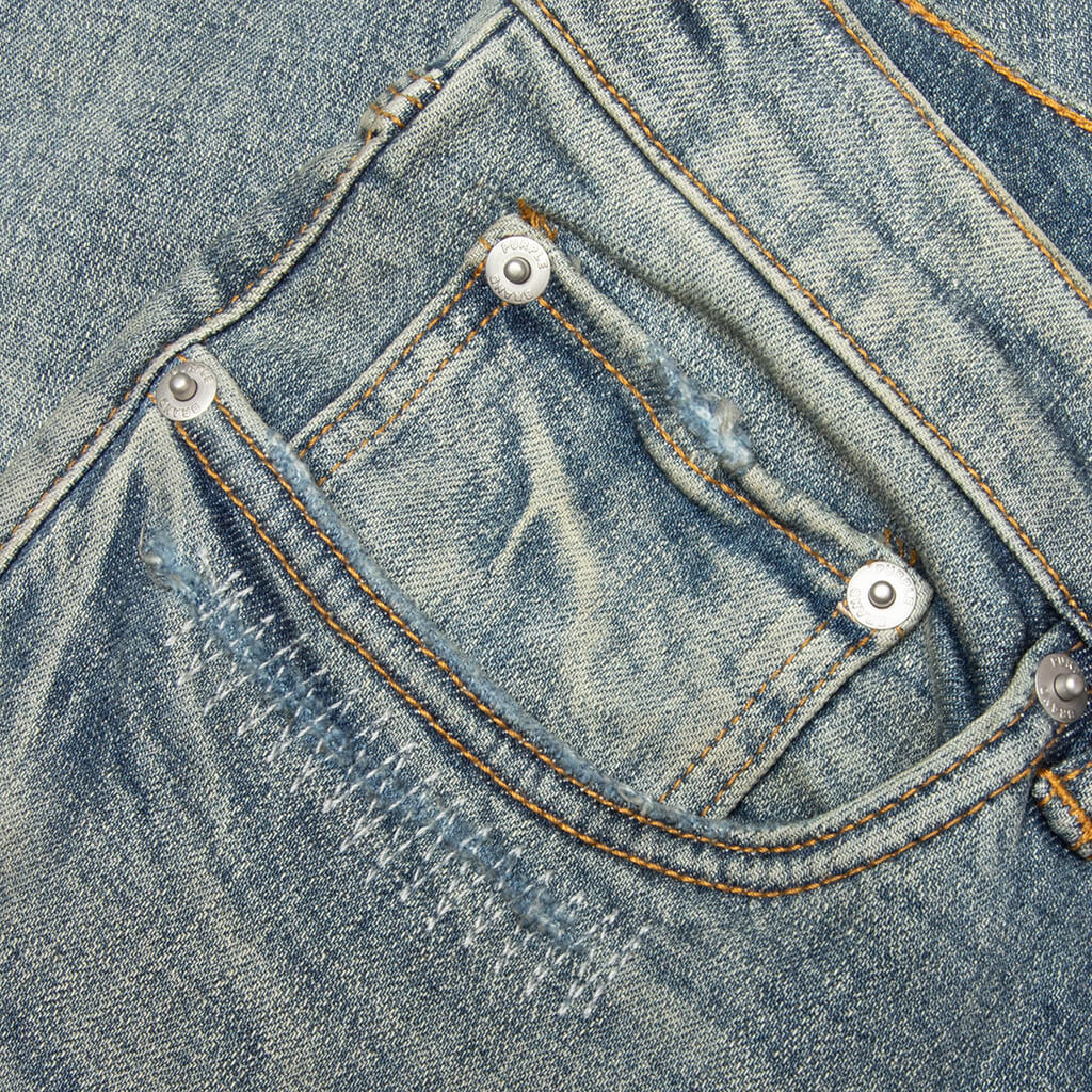 P001 Vintage Repair Denim Pants - Light Indigo - Image 3