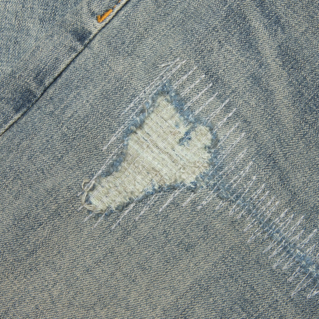 P001 Vintage Repair Denim Pants - Light Indigo - Image 4