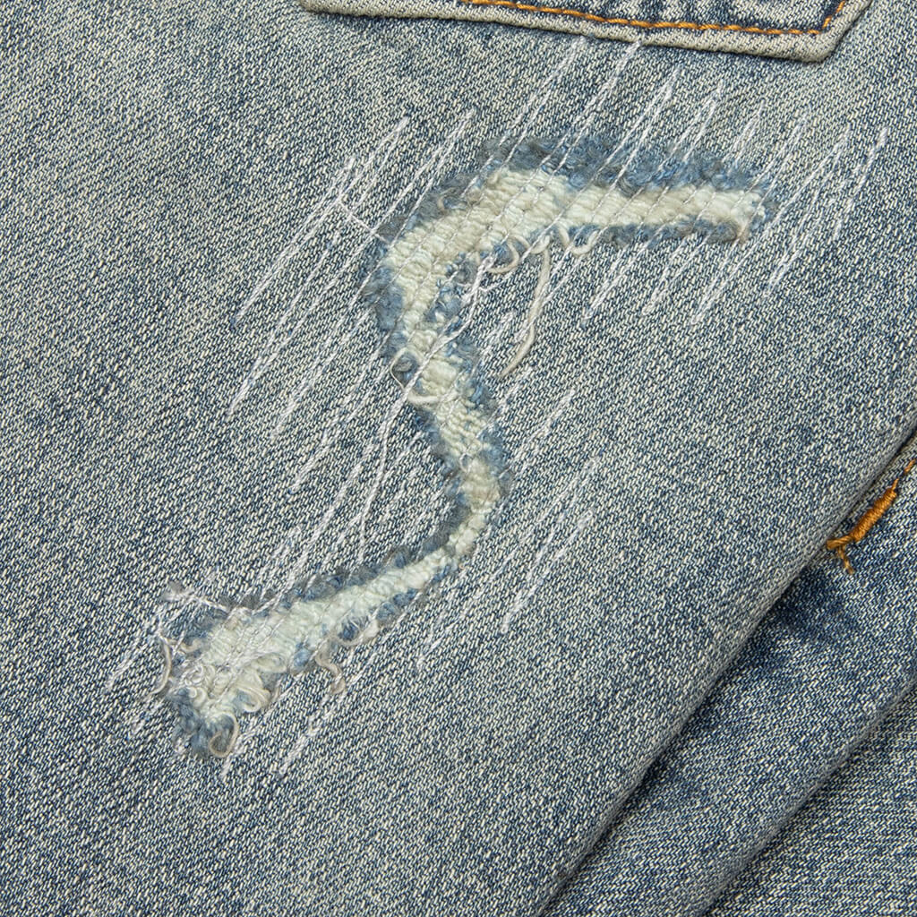 P001 Vintage Repair Denim Pants - Light Indigo - Image 5