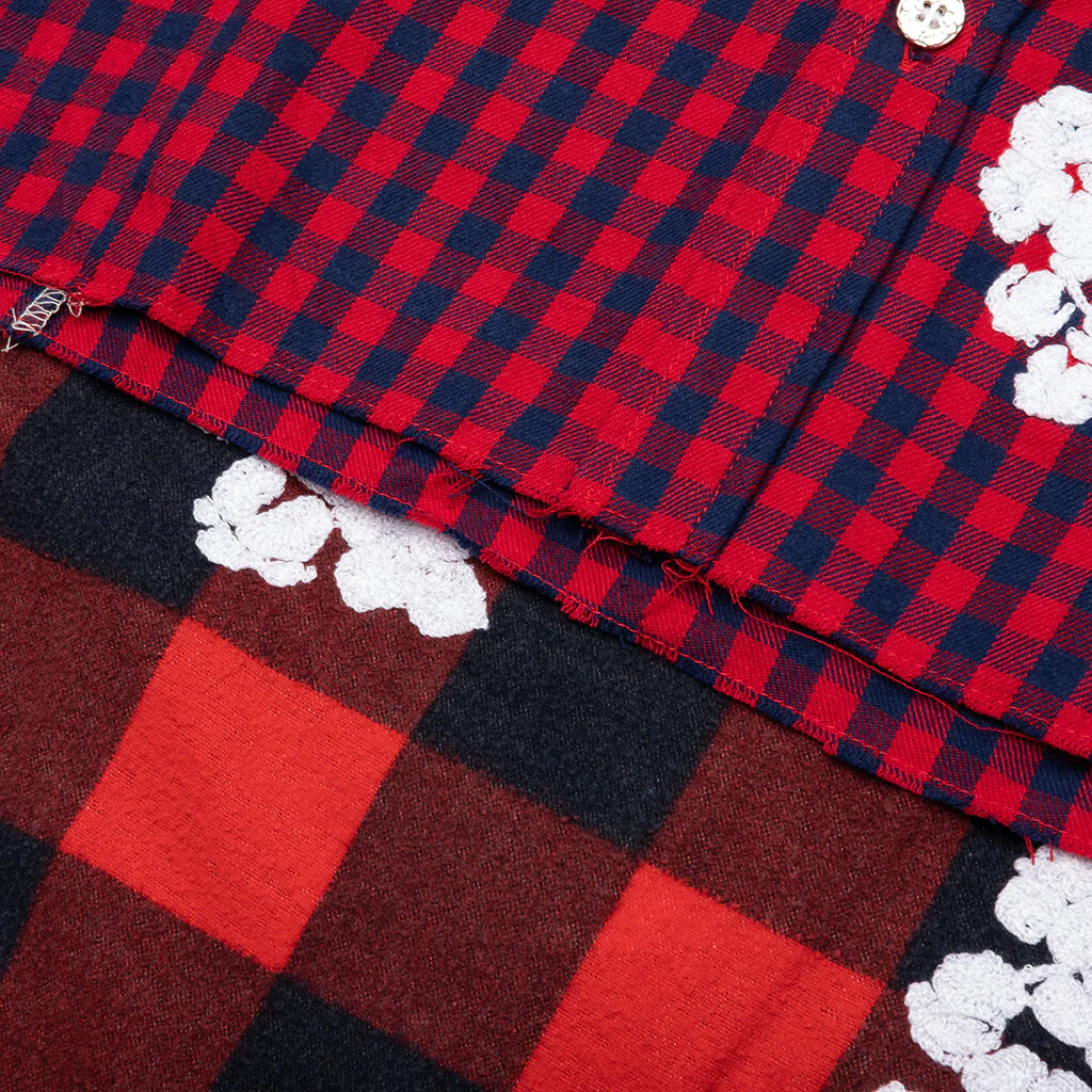 Readymade x Denim Tears Check L/S Shirt - Red - Image 3