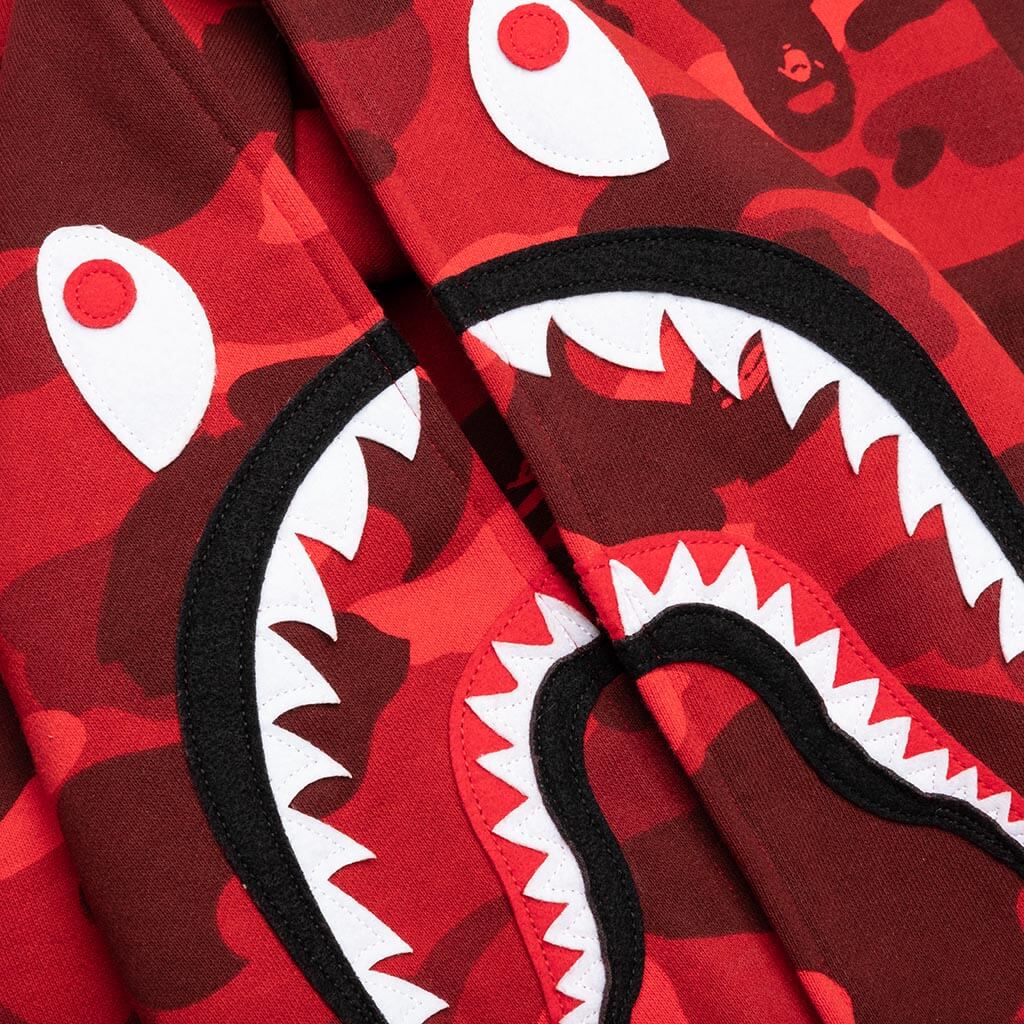 Color Camo Shark Pullover Hoodie - Red - Image 4