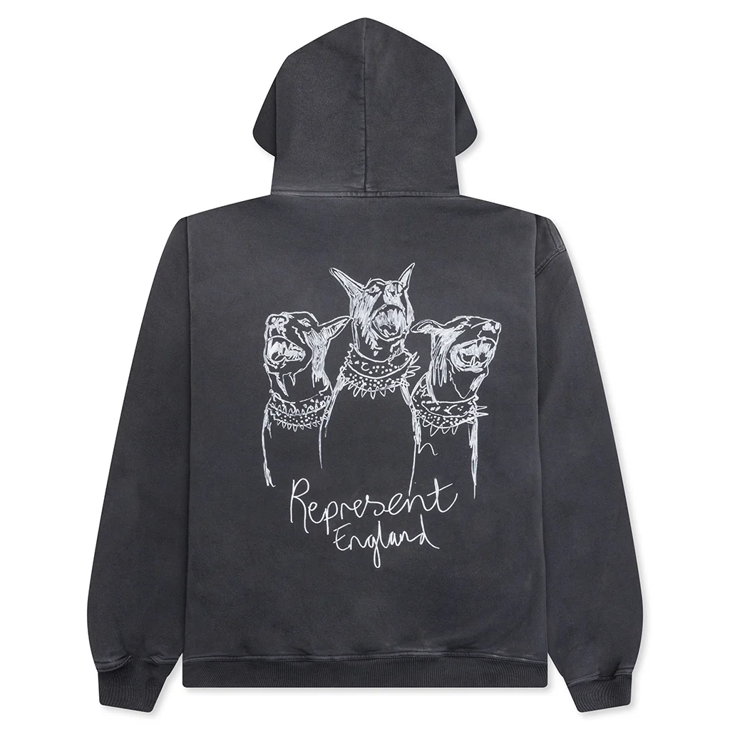 Hand Drawn Thoroughbred Dogs Hoodie - Aged Black - Image 2