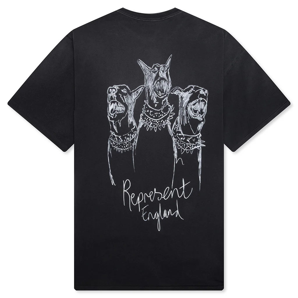 Hand Drawn Thoroughbred Dogs T-Shirt - Aged Black - Image 2