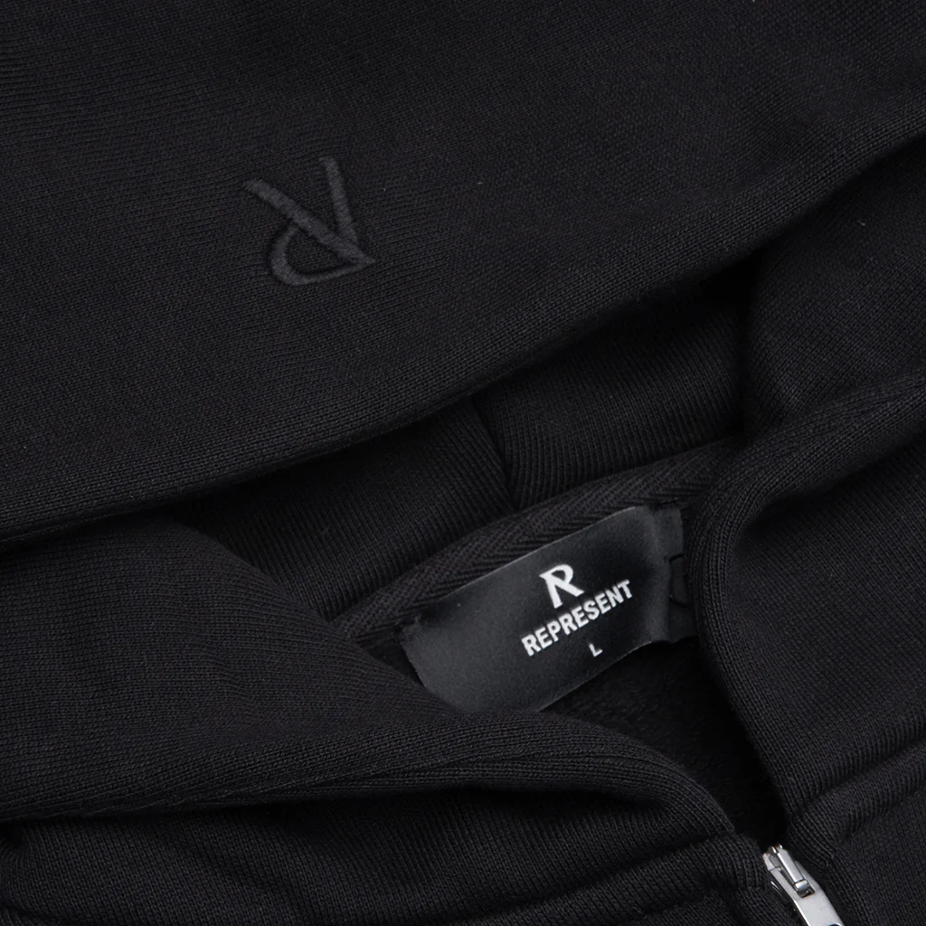 Initial Boxy Oversized Zip Through Hoodie - Black - Image 3