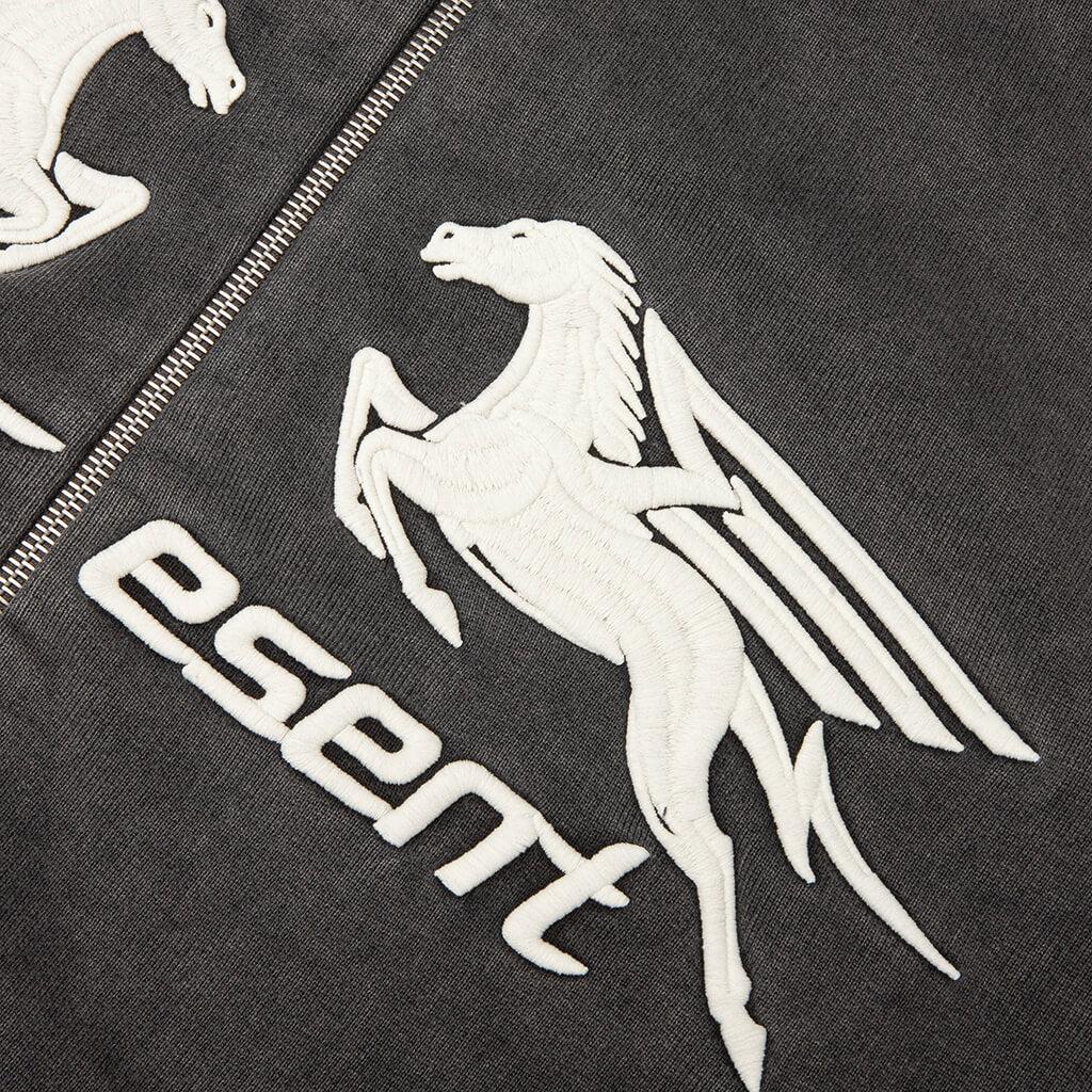 Pegasus Zip Through Hoodie - Vintage Grey - Image 3