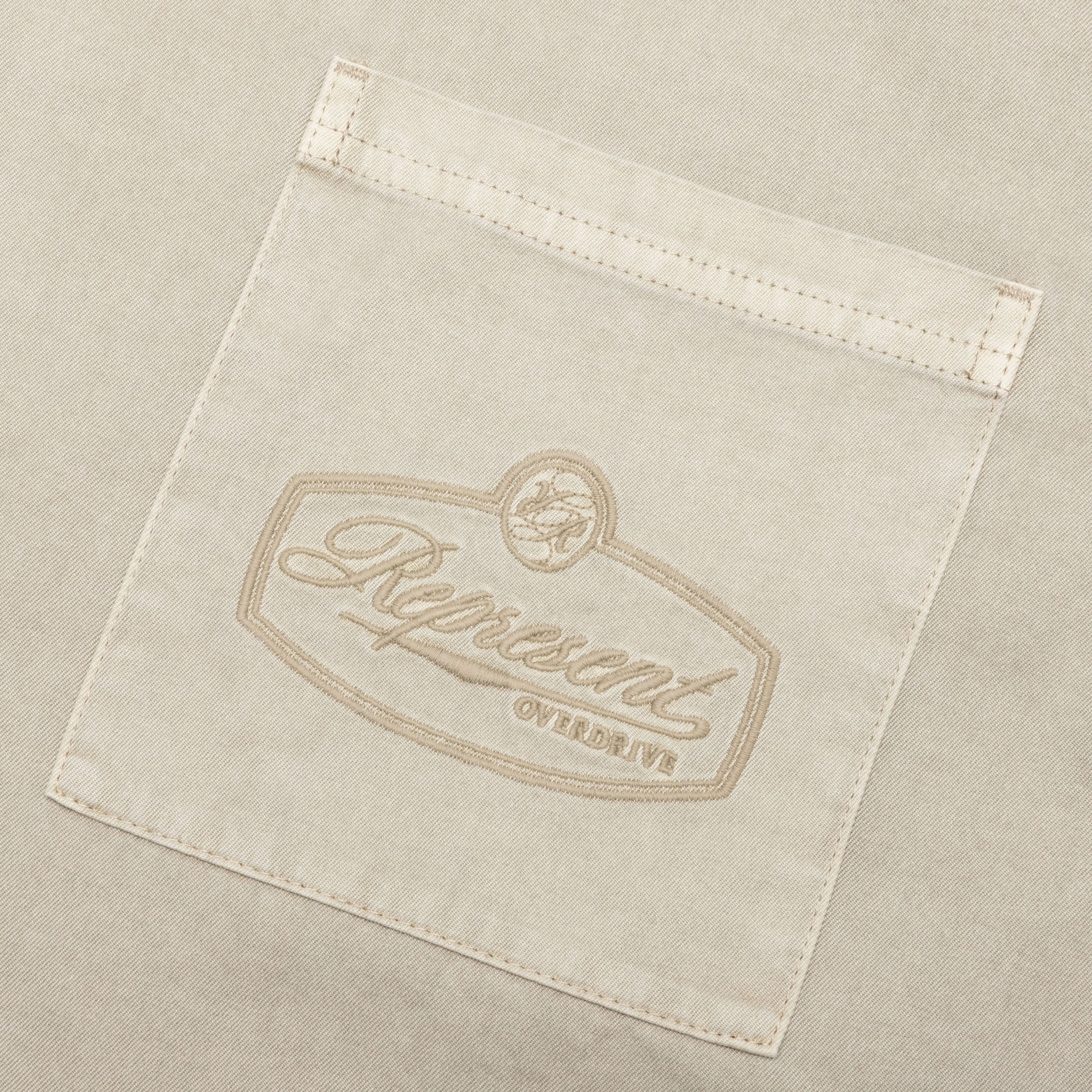 Short Sleeve Cotton Overshirt - Beige - Image 3