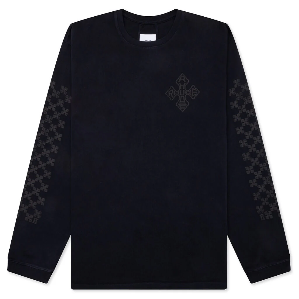 Rhude Cross Logo L/S Tee - Vintage Black