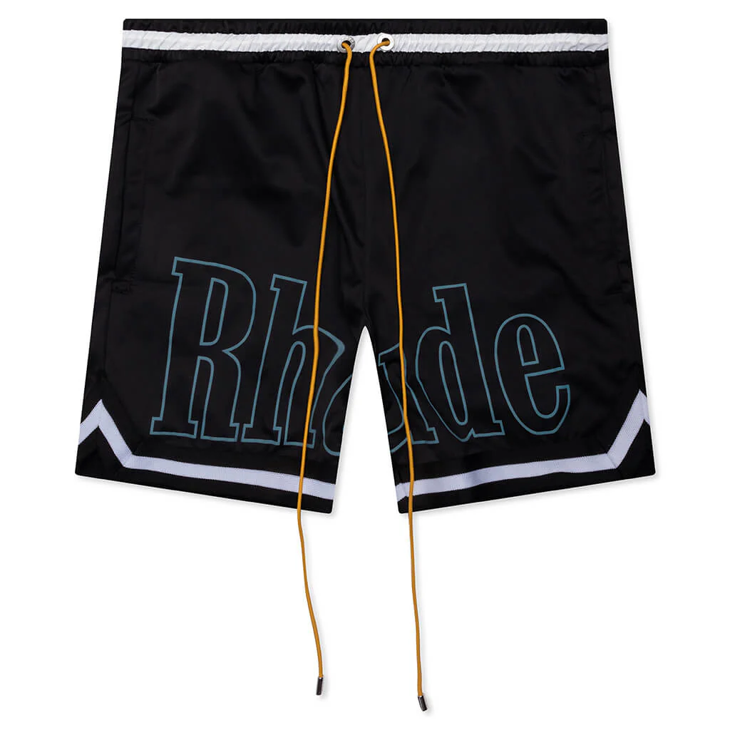 Rhude Logo Basketball Swim Shorts - Black/White