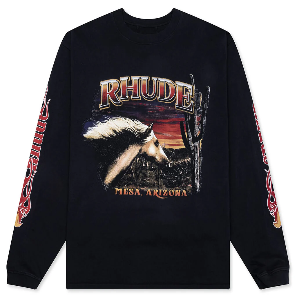 Mesa Stallion L/S Tee - Vintage Black/Red/Yellow