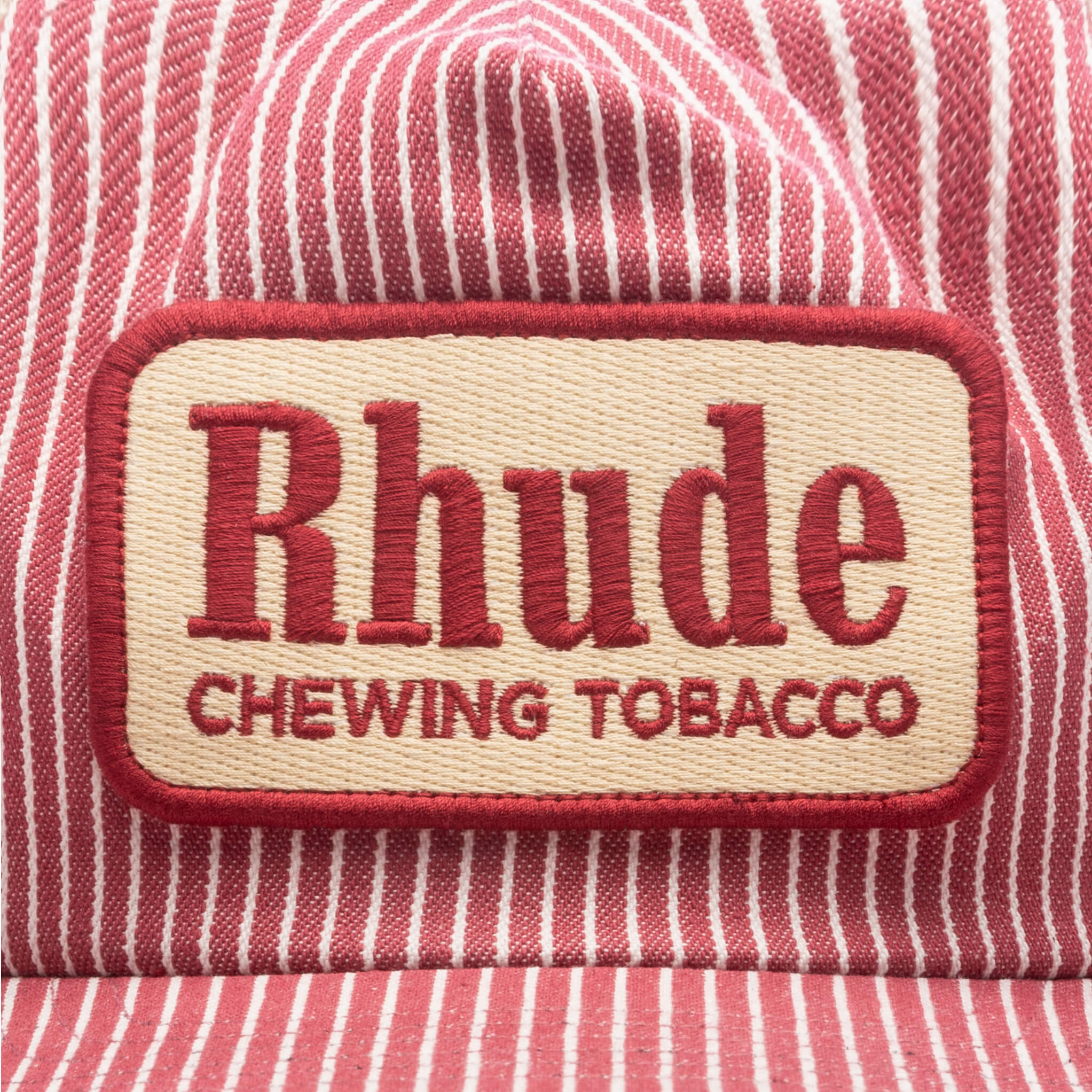 Red Striped Tobacco Trucker Hat - Red/Off White - Image 2