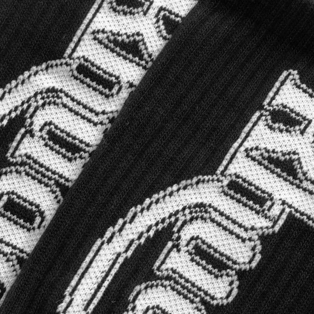 Vertical Race Track Sock - Black/White - Image 2