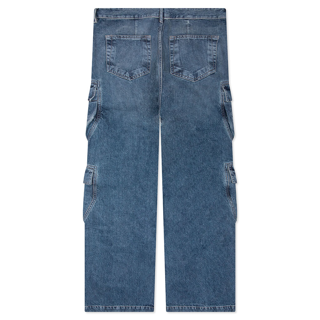 Double Cargo Denim Jeans - Washed Indigo - Image 2