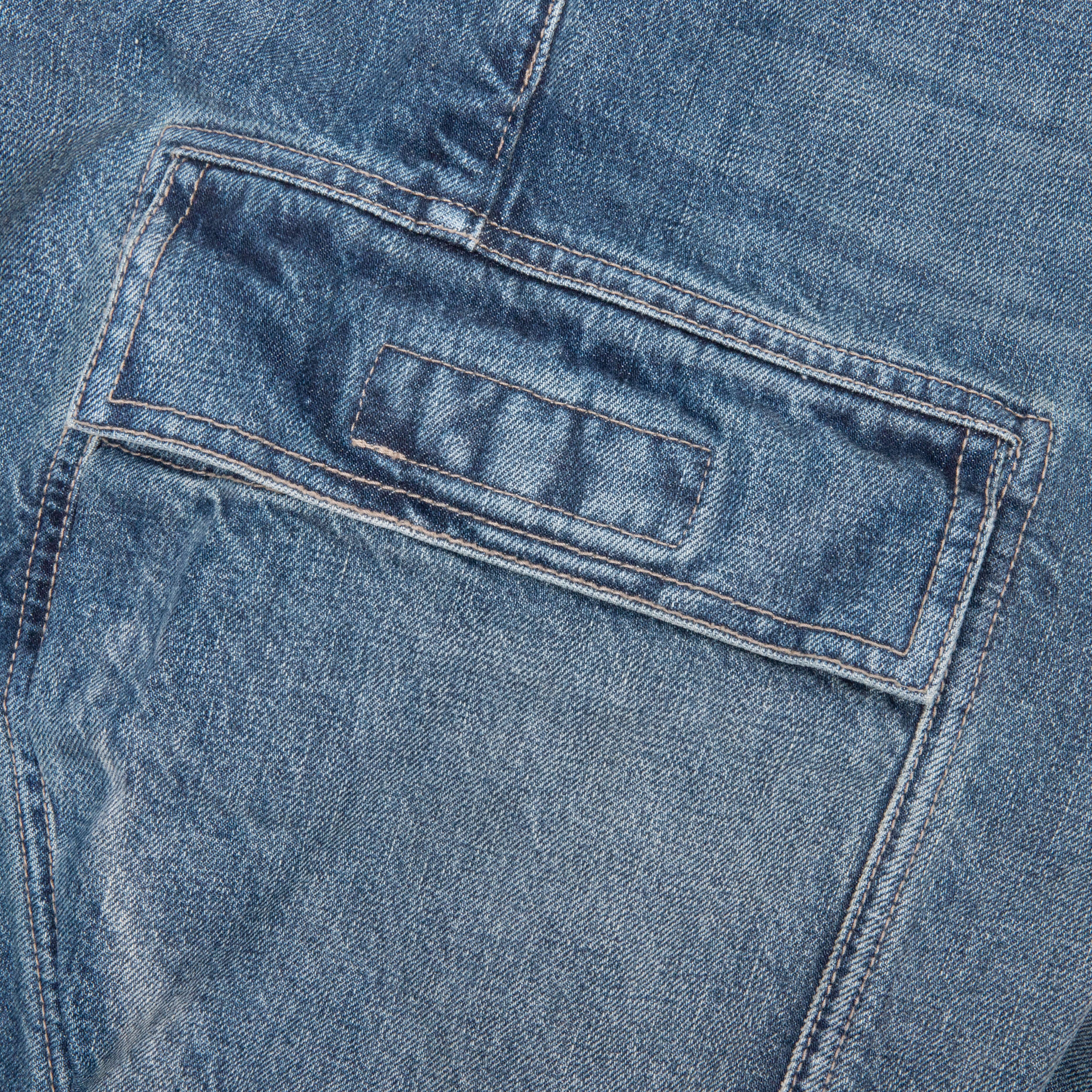 Double Cargo Denim Jeans - Washed Indigo - Image 5