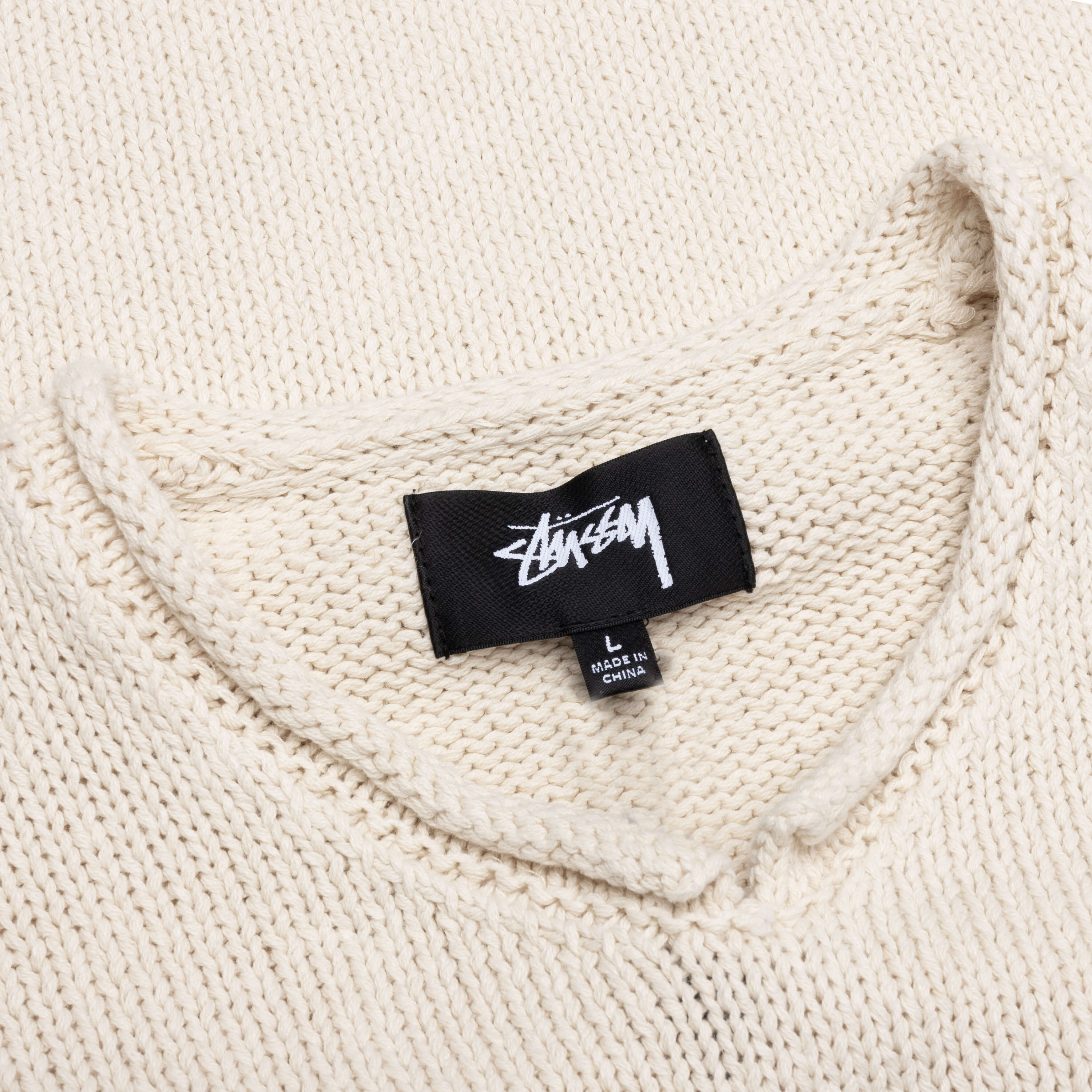 Roll V-Neck Logo Sweater - Natural - Image 3