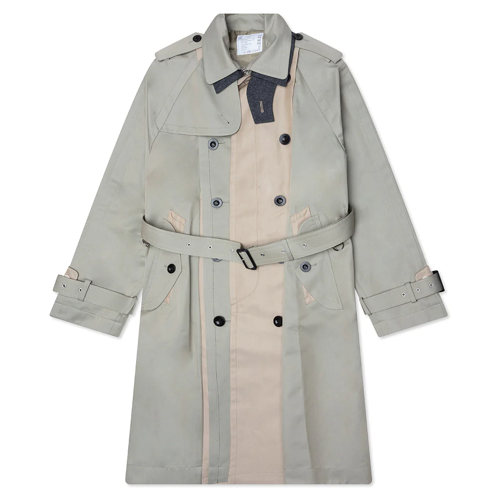 Cotton Gabardine Coat - Khaki/Beige
