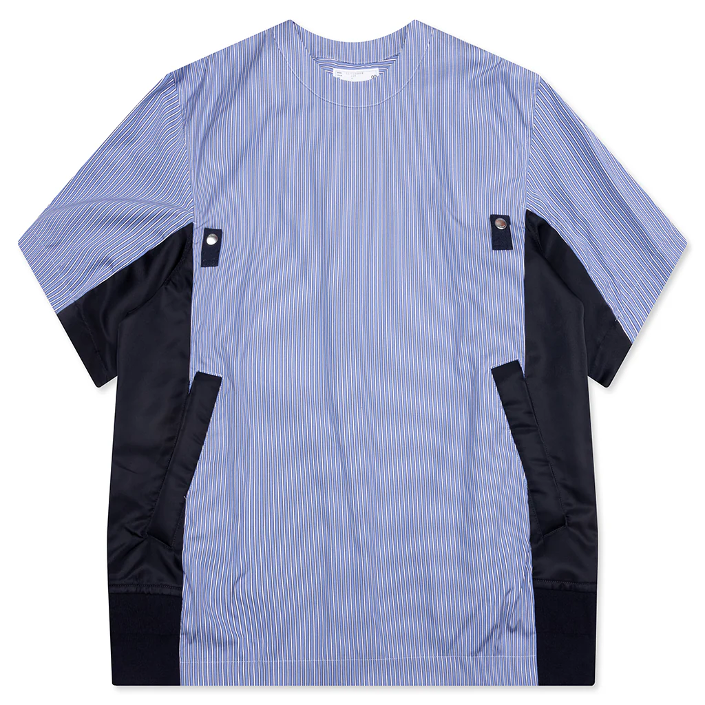 Cotton Poplin Pullover - Blue Stripe