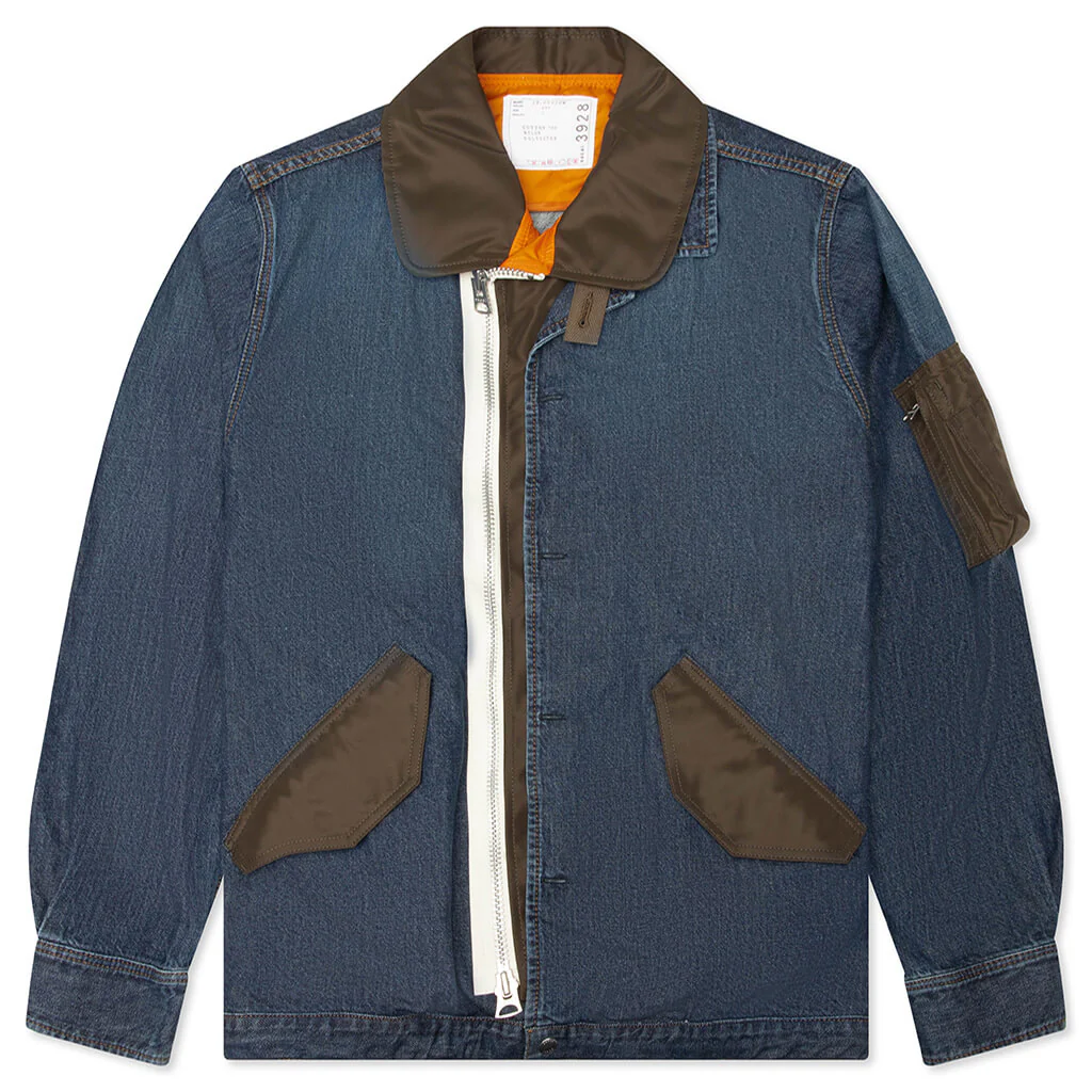 Denim x Nylon Twill Blouson - Blue