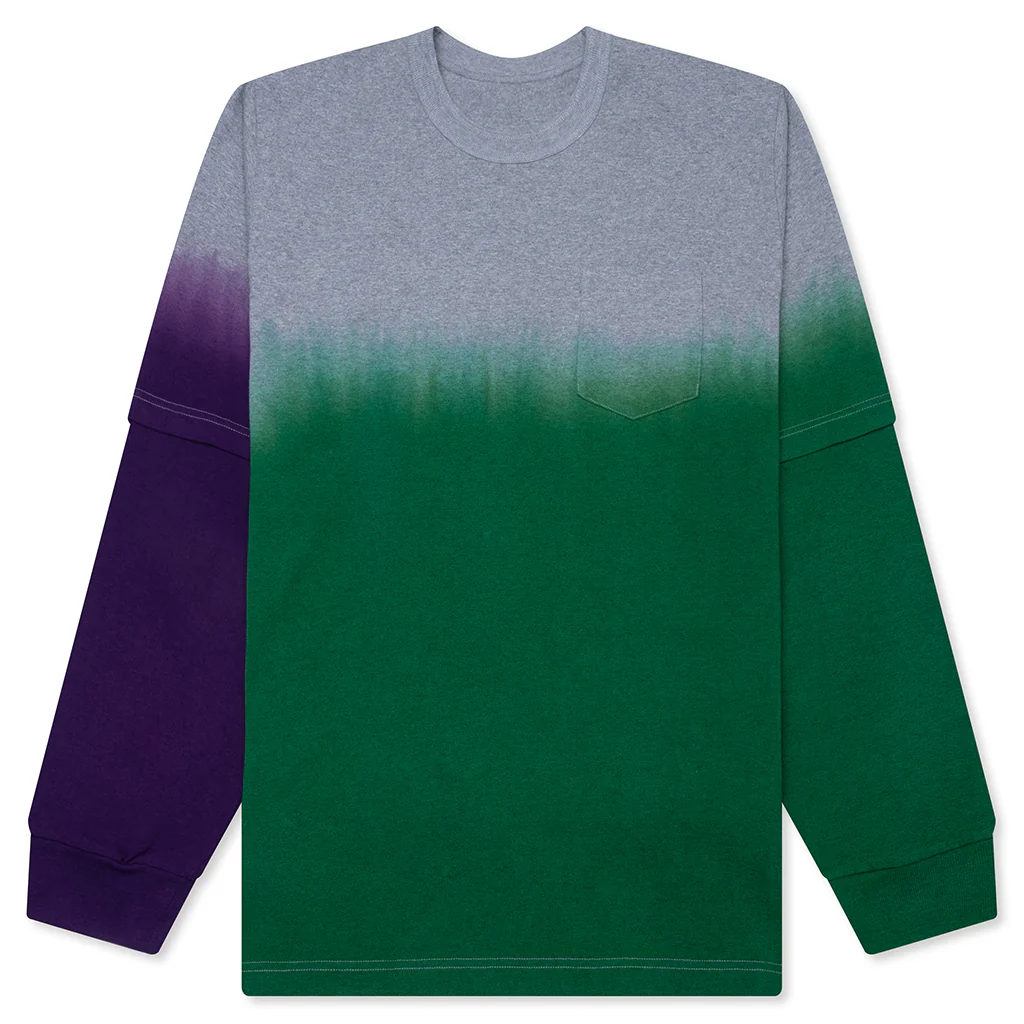 Garment Dye Cotton Jersey L/S T-Shirt - Green