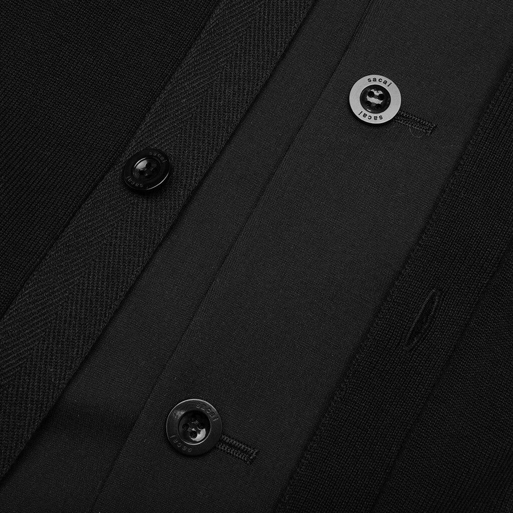 Knit x Suiting Cardigan - Black - Image 5
