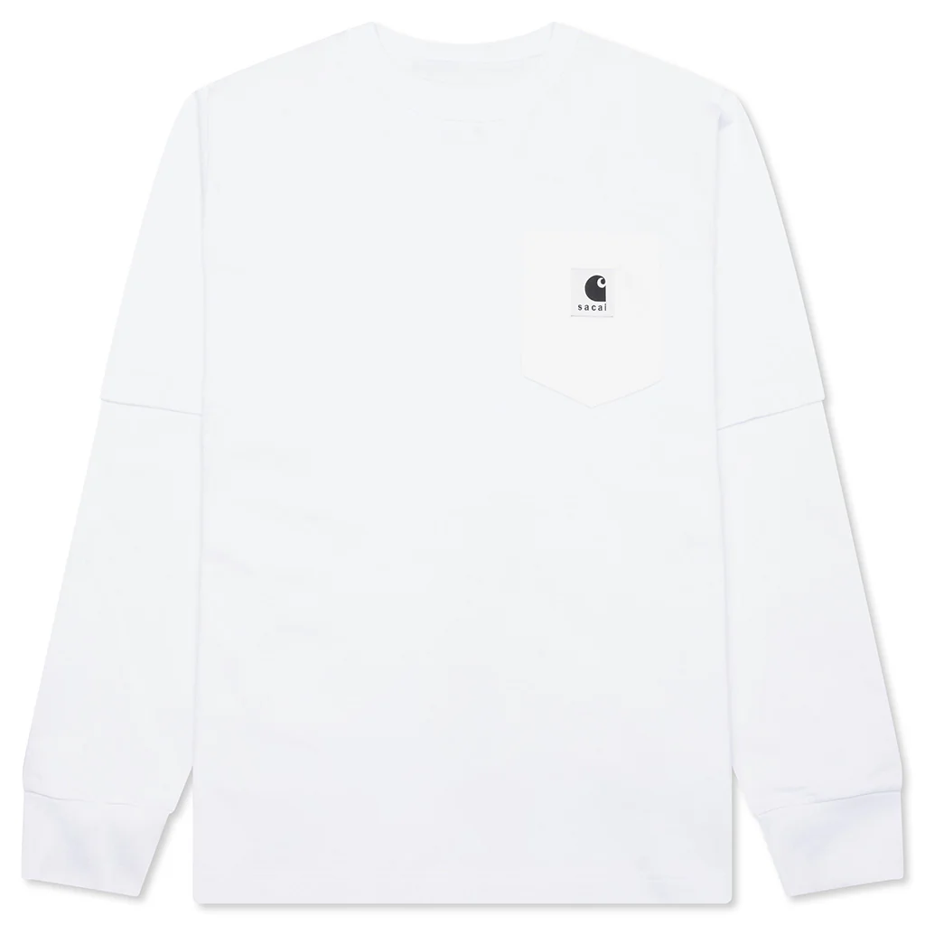 Sacai x Carhartt WIP Cotton Jersey L/S T-Shirt - White