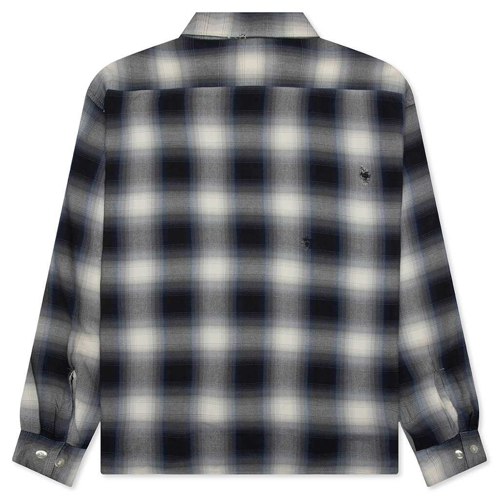 Saint Michael x Lastman Mx6 Checkered L/S Buttonup Shirt - Navy - Image 2