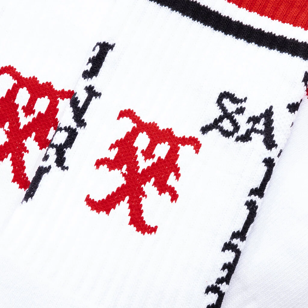 Saint Sinner Socks - White/Red - Image 2