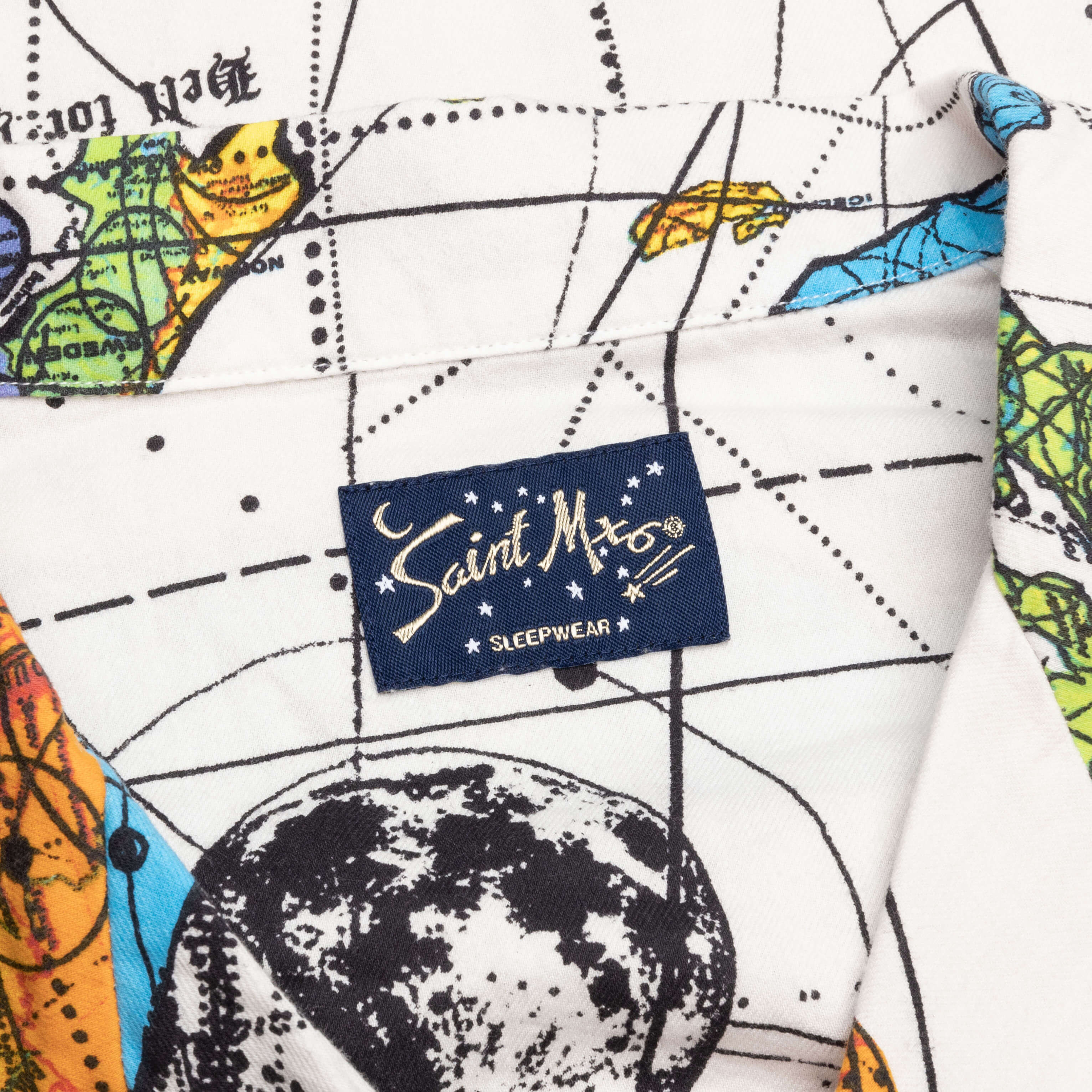 Saint Michael x Dr. Woo World Map Pajama Shirt Map - White - Image 3