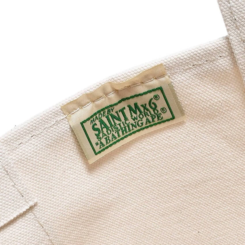 Saint Michael x A Bathing Ape Small Tote Bag - White/Camo - Image 4