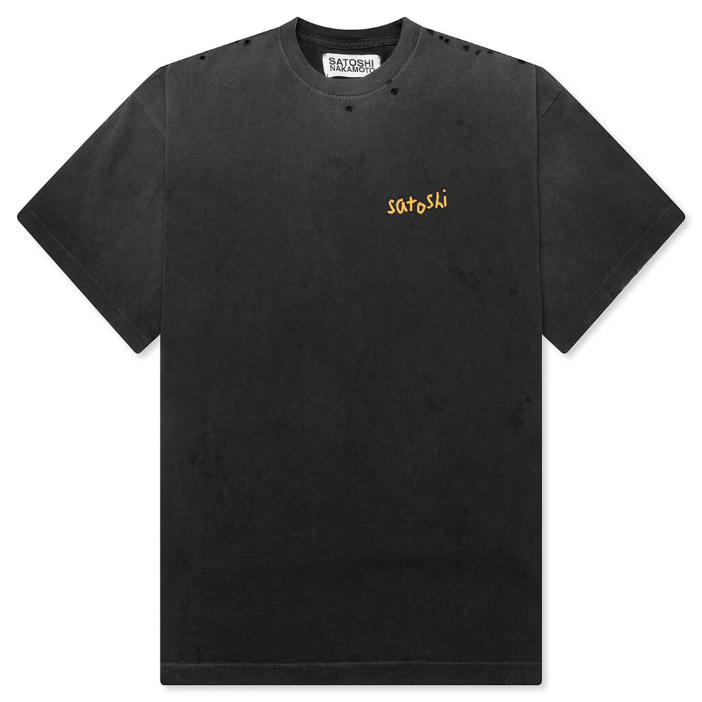 Chain Stitch Tee - Washed Black