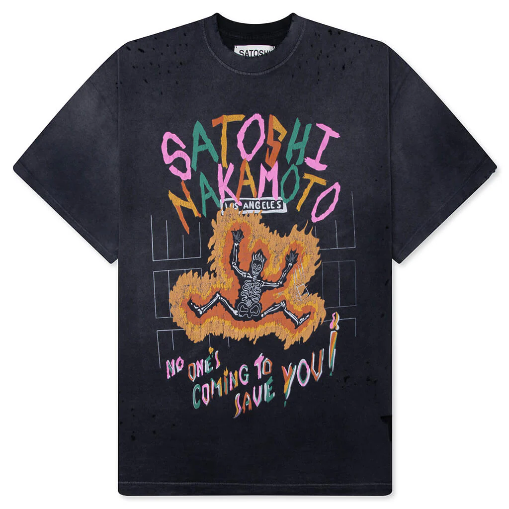No Savior Tee - Washed Black