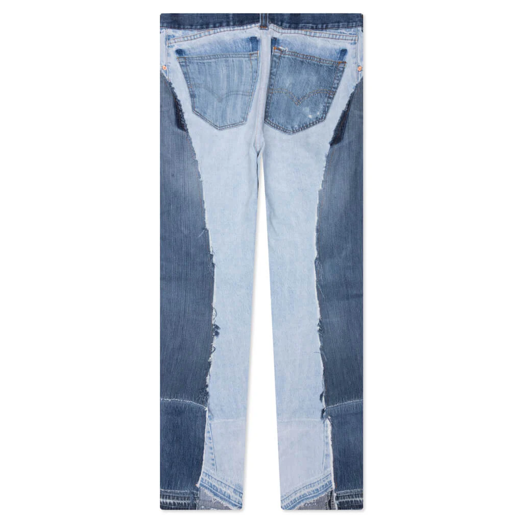 Reconstructed Denim Raw Pant - Blue - Image 2