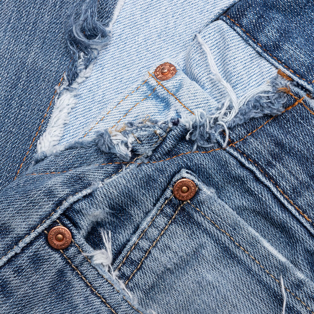 Reconstructed Denim Raw Pant - Blue - Image 3