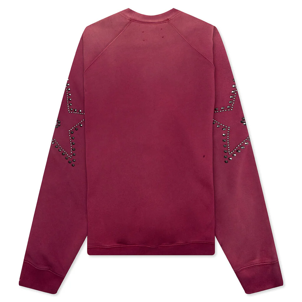 Star Studded Crewneck - Burgundy - Image 2