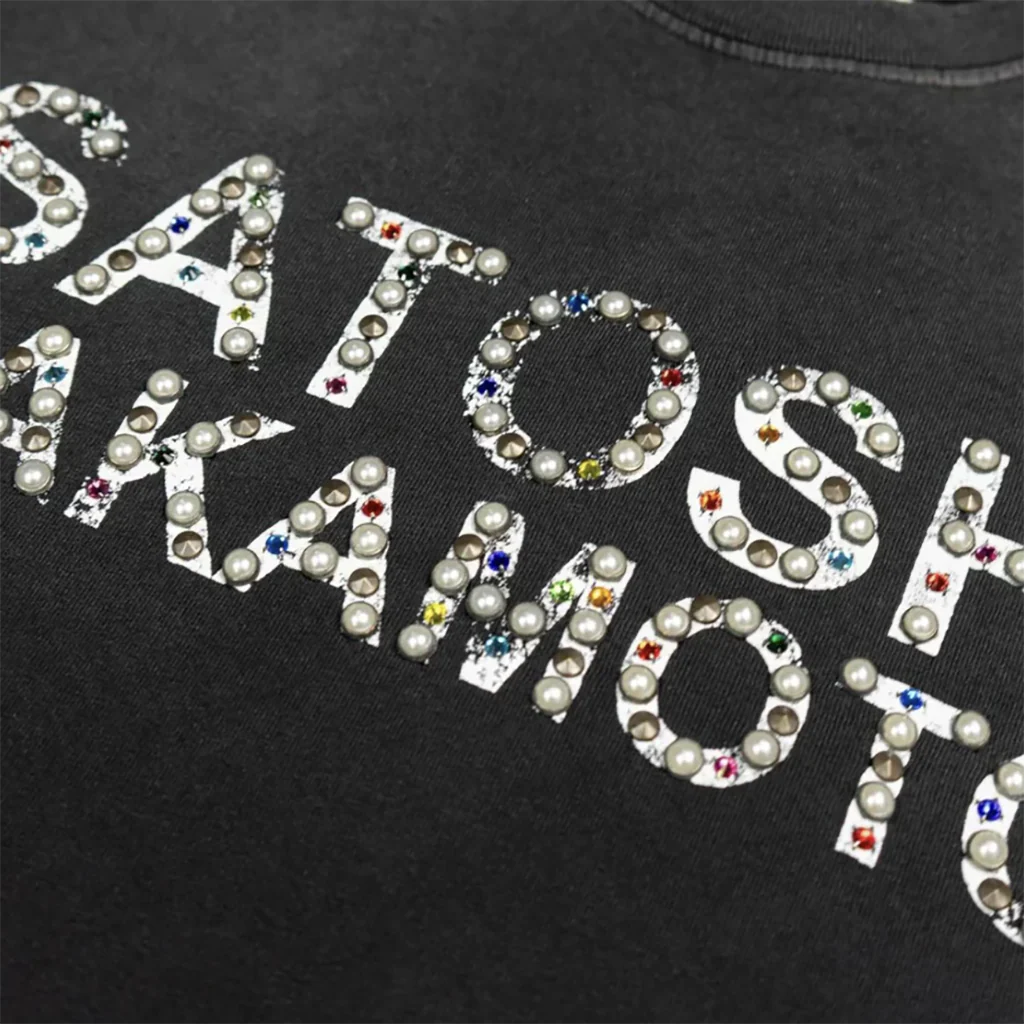 Studded Logo Tee - Washed Black - Image 3