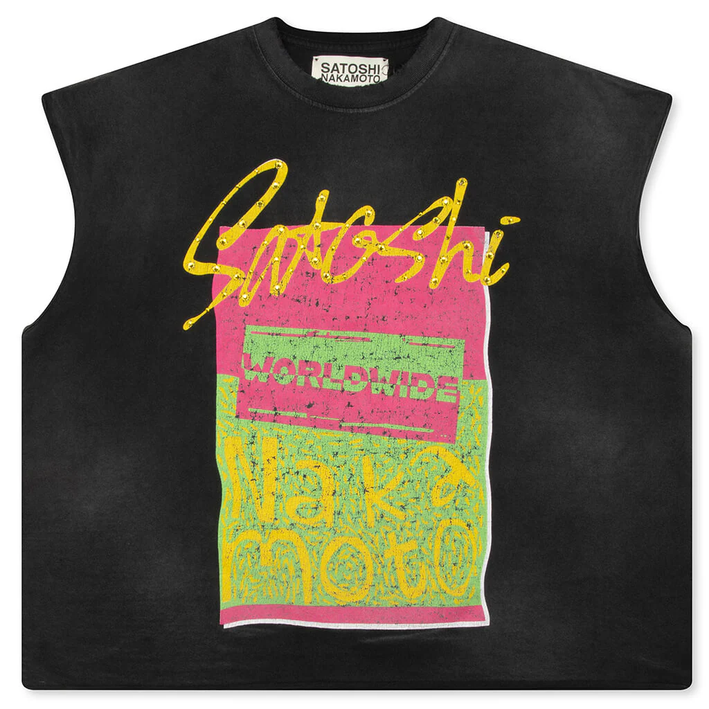 Worldwide Cut Off Tee - Washed Black
