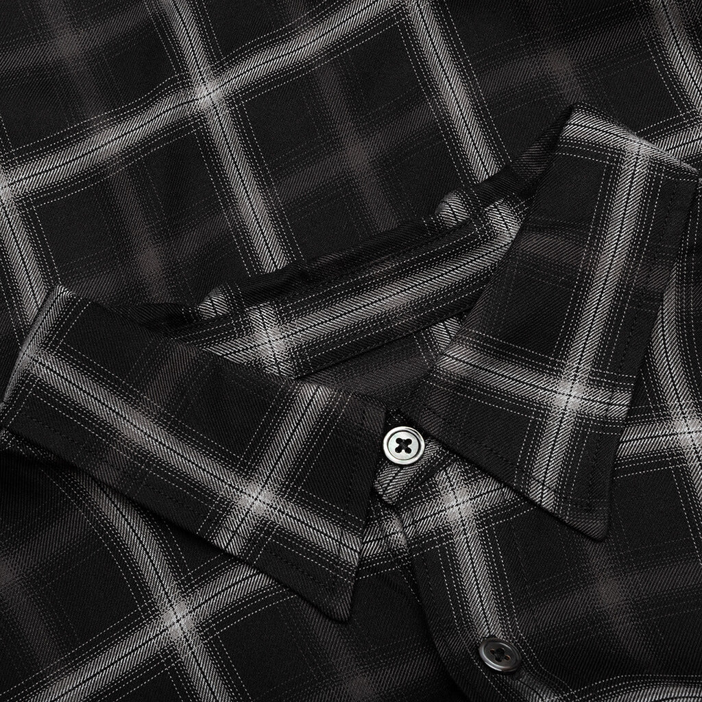 Shadow Plaid Rayon Shirt - Black - Image 3