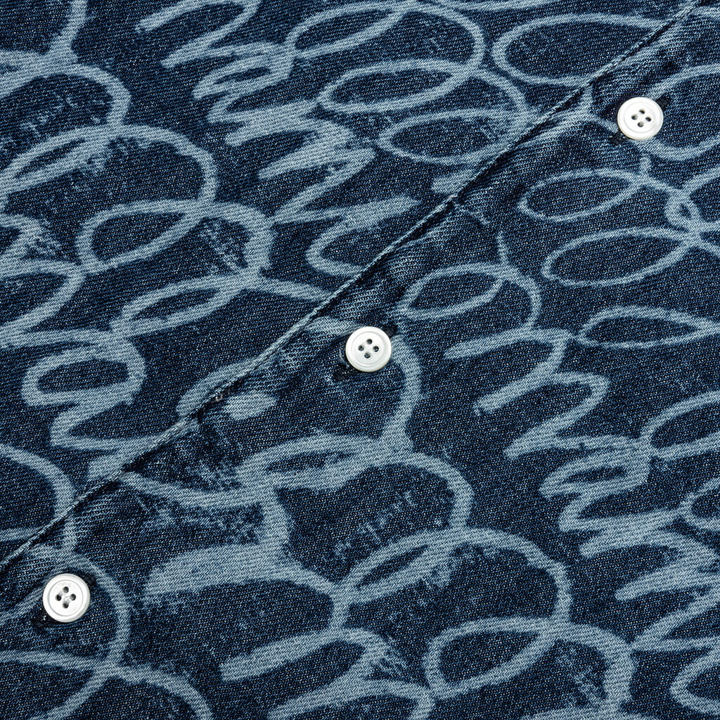 Bleached Echoes Organic Poplin Bowling Shirt - Blue Kyanite - Image 5